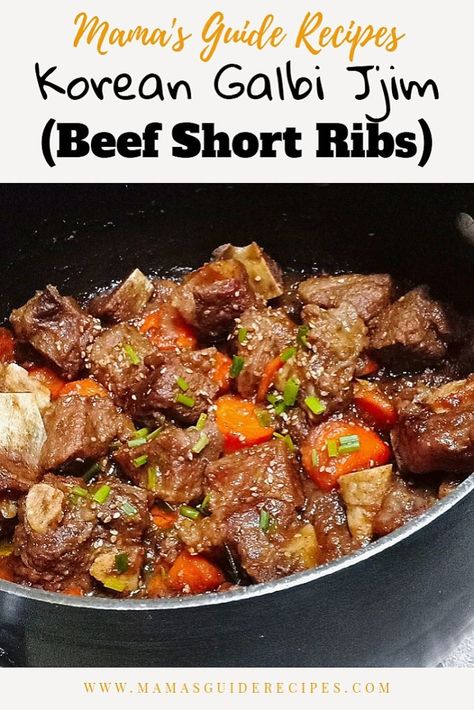 Galbijim Recipe, Korean Beef Stew Recipe, Korean Galbi, Galbi Jjim Recipe, Korean Beef Stew, Galbi Jjim, Korean Beef Short Ribs, Short Rib Stew, Korean Cooking