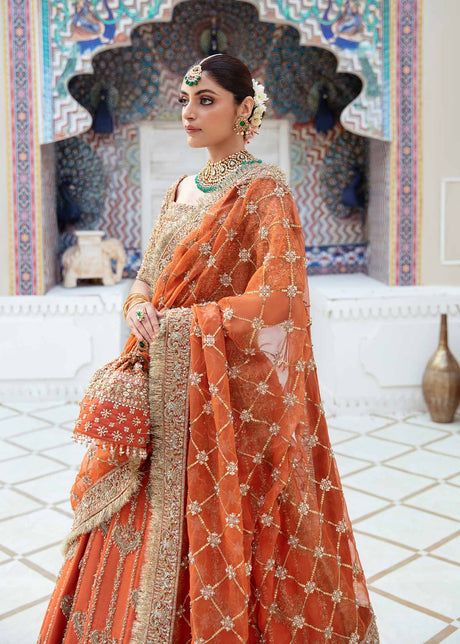 KESAR - KANWAL MALIK Wedding Dress Lehenga, Kanwal Malik, Dress Lehenga, Orange Lehenga, Pakistani Clothes Online, Choli Dress, Latest Bridal Lehenga, Pakistani Designer Clothes, Organza Lehenga