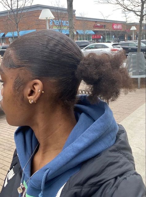 No Part Slick Back Bun, No Part Slick Back, Slick Back Ponytail Natural Hair, Slick Back Bun Natural Hair, Slick Back Bun, Hairstyle Ideas Easy, Concert Hairstyles, Natural Hair Bun Styles, Girl Hair Colors