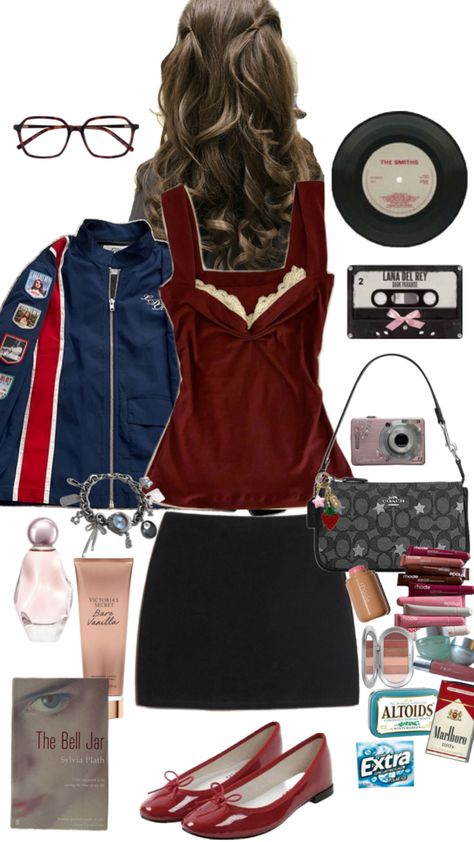 Red outfit. Cherry girl. Lana del Rey aesthetic. What’s in my bag. England Outfits, Lana Del Rey Outfits, Lana Del Rey Concert, Lana Del Rey Aesthetic, Cherry Girl, Rey Aesthetic, Street Style Outfits Casual, In My Bag, Girls Summer Outfits