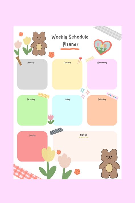 Cute Kawaii Weekly Planner Template | Weekly Printable Planner By  Junita Homes weddingplannercourse #teacherplannerprintable #plannerdesignideas #tabletplanner. Kawaii Weekly Planner, Daily Planner Ideas, Planner Template Weekly, Best Weekly Planner, Weekly Planner Print, Cute Daily Planner, Weekly Planner Design, Planner Themes, Weekly Planner Free Printable