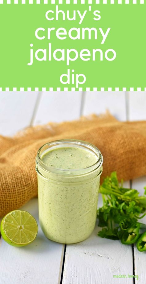 Chuys Creamy Jalapeno Dip, Jalapeno Dip Recipes, Cilantro Ranch Dressing, Cilantro Dip, Lime Dip, Creamy Jalapeno Dip, Popular Dips, Jalapeno Dip, Creamy Jalapeno