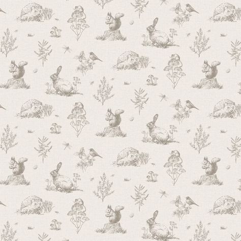 A whimsical woodland design featuring hedgehogs squirrels and rabbits among other insects and birds. Forest Friends Wallpaper, Unisex Nursery Wallpaper, Woodland Wallpaper Nursery, Gender Neutral Nursery Wallpaper, Stag Wallpaper, Woodland Wallpaper, Rabbit Nursery, Scene Wallpaper, Whimsical Woodland