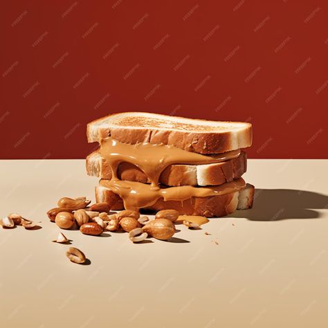 Premium AI Image | photo of Peanut Butter Toast Aesthetics Protein Healthy Meals Healthy Fats Comfort Food Peanut Butter Photography Styling, Peanut Butter Photoshoot, Peanut Butter Product Photography, Peanut Butter Photography, Protein Healthy Meals, Peanut Butter Aesthetic, Butter Photography, Toast Photography, Peanut Butter Spread