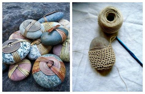 Arty Crafty Things to do With Rocks Things To Do With Rocks, Diy Stone Wrapping, Stone Wrapping Tutorial, Rock Art Ideas, Painting On Rocks, Bee Rocks, Drawing Rocks, Rock Sculpture, Rock Jewelry