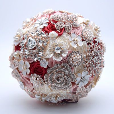 Bride Bouquet Pink, Pearl Bridal Bouquet, Prom Flowers Bouquet, Rose Gold Brooch Bouquet, White Bridal Flowers, Pink Brooch, Bridal Brooch, Bouquet Rose, Crystal Bouquet