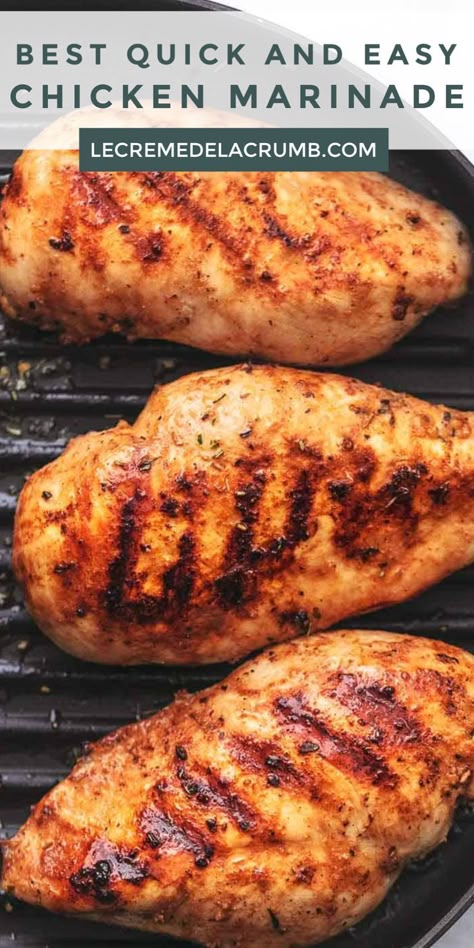 Chicken Marinade For Skillet, Quick Chicken Marinade, Chicken Breast Marinade Recipes, Chicken Marinate, Chicken Breast Marinade, Chicken Entree, Easy Chicken Marinade, Man Recipes, Grilled Chicken Marinade