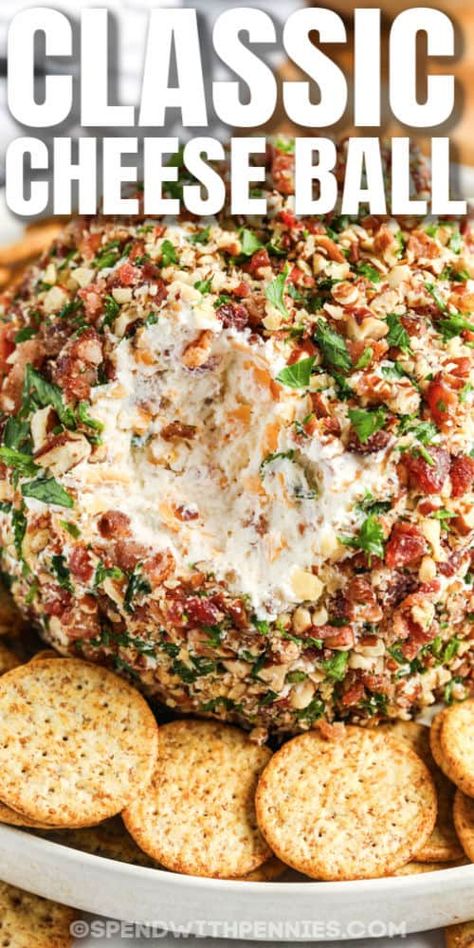 Try adding chopped jalapeno to this classic cheese balls recipe to spice it up. Or divide in half and serve two different flavors of cheese! #spendwithpennies #cheeseball #appetizer #recipe #classic #homemade #easy #best #dip #bacon #christmas Classic Cheese Ball, Cheese Ball Recipes Easy, Pecan Crust, Cheese Ball Recipe, Fingerfood Party, Appetizers Easy Finger Food, Cheese Ball Recipes, Cheese Balls, Best Cheese