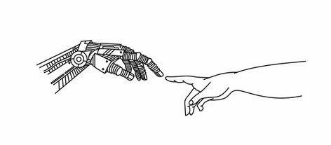 Hands of Robot and Human hands touching with fingers, Virtual Reality or Artificial Intelligence Technology Concept - Hand Draw Sketch Design illustration. Stock Vector | Adobe Stock Hands Touching, Human Hands, Draw Sketch, Hand Draw, Human Hand, Virtual Reality, Design Illustration, Adobe Stock, Illustration Design