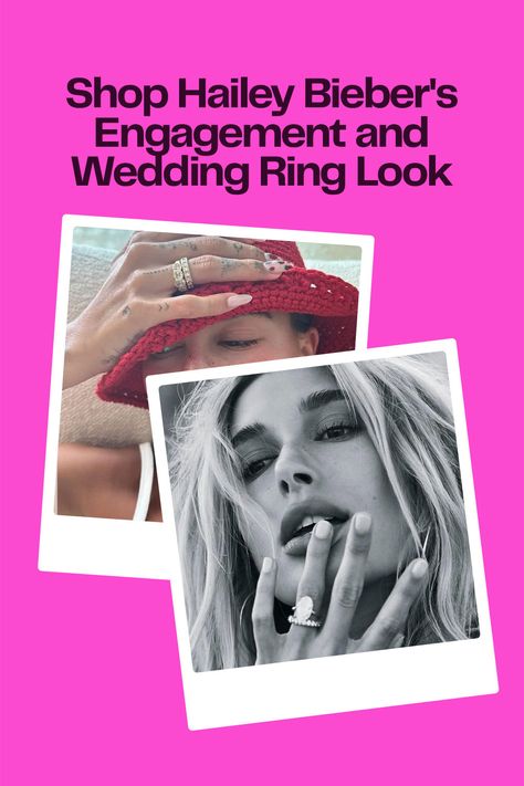 We break down all the details to know about Hailey Bieber's engagement ring and wedding band, along with shoppable dupes from our favorite diamond retailers. Then head over to The Knot Vendor Marketplace and start planning your dream wedding! Hailey Bieber Engagement, Hailey Bieber Engagement Ring, Blake Lively Engagement Ring, Hailey Bieber Wedding, Wedding Ring Stack, Contour Ring, Her Wedding Ring, Engagement And Wedding Ring, Original Engagement Rings