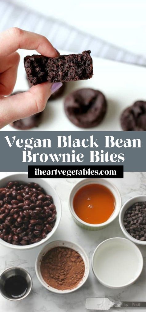 These black bean brownie bites are rich and chocolatey, no one would guess they’re actually healthy! Packed with fiber and protein, these brownie bites are a delicious treat! Gluten Free Brownie Bites, Vegan Black Bean Brownies, Brunch Snacks, Gf Muffins, Kitchen Knowledge, Sugar Challenge, Pear Dessert, Avocado Vegan, Black Bean Brownies