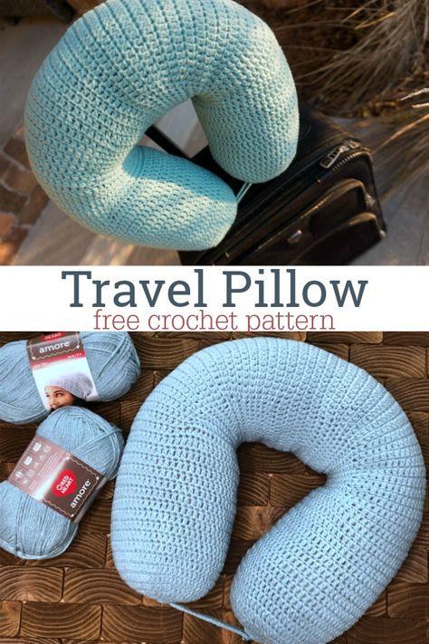 Are you a traveler? If you're a jet-setter and a crocheter, you'll want to whip yourself up a NEW crocheted travel pillow with this NEW pattern!  via @ashlea729 Flower Afghan, Travel Pillow Pattern, Crochet Travel, Pillow Crochet, Crochet Pillow Pattern, Crochet Pillows, Crochet Cushions, Haken Baby, Crochet Pillow