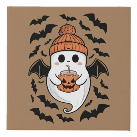 Halloween Cute Ghost  Fall Spooky Season Gift Ghost Tattoos With Pumpkin, Halloween Cute Pictures, Spooky Cute Tattoo, Halloween Illustration Cute, Cute Spooky Art, Procreate Doodles, Fall Ghost, Halloween Cute Ghost, Hippie Halloween