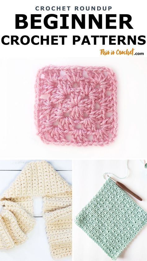 5 Easy Crochet Patterns for Beginners: Get Hooked on a New Hobby! - This is Crochet Beginner Crochet Square Pattern, Beginner Granny Square Crochet Pattern Free, Easy Granny Square For Beginners Pattern, Free Crochet Patterns For Beginners Step By Step Granny Squares, Basic Crochet Patterns For Beginners, Granny Square Crochet Pattern For Beginners, Granny Square Crochet For Beginners, Beginner Crochet Squares, Easy Crochet Projects For Beginners Step By Step Granny Squares