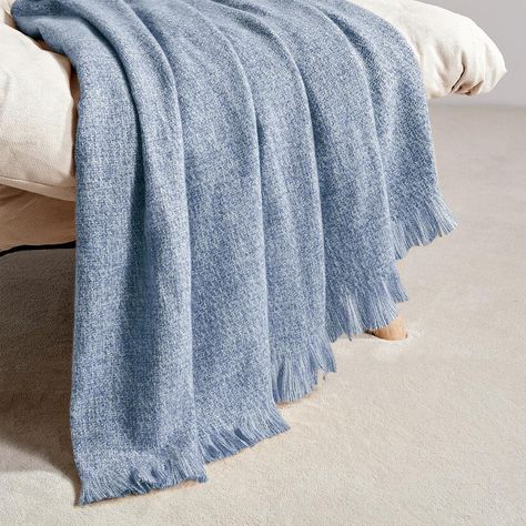 Amazon.com: BOURINA Faux Cashmere Fringe Throw Blanket Decorative Lightweight Throw Soft Cozy for Bed or Sofa Outdoor Blanket, 50" x 70" Blue : Home & Kitchen Crochet Soft Blanket, Cashmere Throw Blanket, Navy Throw, Fringe Throw Blanket, Grey Throw Blanket, Sofa Outdoor, Greek Blue, Decorative Throws Blanket, Fringe Throw