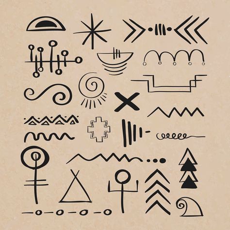 Doodle bohemian symbol vector hand drawn illustration | free image by rawpixel.com / sasi Symbols Drawing, African Symbols, Hand Doodles, Boho Art Drawings, Painted Sticks, Hand Drawn Illustration, Drawn Illustration, Ancient Symbols, Vector Hand