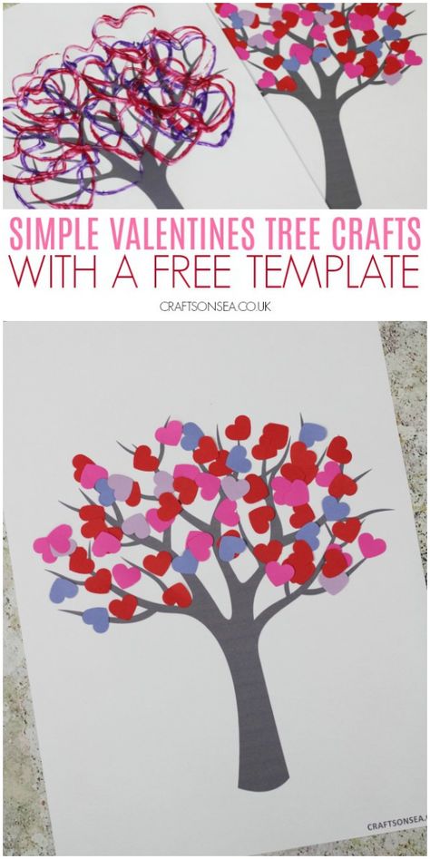 valentines tree crafts kids free template #kidscrafts #valentinescrafts Free Tree Template, Valentines Day Crafts For Kids, Crafts Valentines Day, Valentines Tree, Making Valentines, Crafts Valentines, Saint Valentin Diy, Valentines Bricolage, Valentines Day Crafts