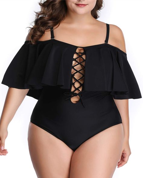 Off Shoulder Bathing Suit, Off The Shoulder Swimsuit, Backless One Piece Swimsuit, Plus Size One Piece, Design Cover, Big Belly, Plus Size Swimsuits, Women Plus Size, Plus Size Swimwear