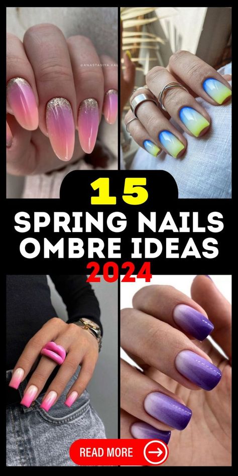 Spring Nails Ombre 2024: Cute Pastel & Glitter Designs to Try March Dip Nails Ideas, Ombre Nail Colors, Sns Nails Designs, Nail Options, Elegant Touch Nails, Purple Ombre Nails, Trendy Nail Designs, April Nails, Nails Ombre