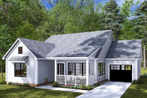 This  cottage house plan  gives you 1,210 square feet of heated living space, 2 beds, 2 baths and a 288 square foot 1-car garage. Architectural Designs' primary focus is to make the process of finding and buying house plans more convenient for those interested in constructing new homes - single family and multi-family ones - as well as garages, pool houses and even sheds and backyard offices. Our website offers a vast collection of home designs, encompassing various architectural Granny Cottage, Cottage Floor Plan, Cottage Flooring, Small Cottage House Plans, Cottage House Plan, Cottage Style House Plans, Cottage Style Home, Small House Floor Plans, Backyard Office