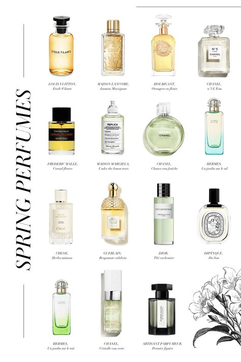 15 French Perfumes That Best Embody The Spirit of Spring Spring Perfume, Perfume Names, Fragrance Lab, Jasmine Perfume, Clean Perfume, Classic Perfumes, Fresh Perfume, Summer Perfume, Fragrances Perfume Woman