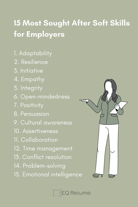 Boost your employability with EQ Resume's curated list of the 15 most sought-after soft skills by employers. Enhance your resume and stand out in today's competitive job market! #softskills #employability #EQResume #careeradvice #jobsearch #careerdevelopment #jobhunt #professionalgrowth #resumewriting #jobapplication Job Interview Prep, Hard Skills, Business Writing Skills, Job Interview Answers, Job Interview Preparation, Job Interview Advice, Interview Answers, Job Hunting Tips, Interview Advice