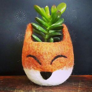 Unique Office Decor, Felt Succulents, Buy Succulents, Animal Planters, Cactus Planter, Cactus Pot, Head Planters, Fox Head, Planter Design