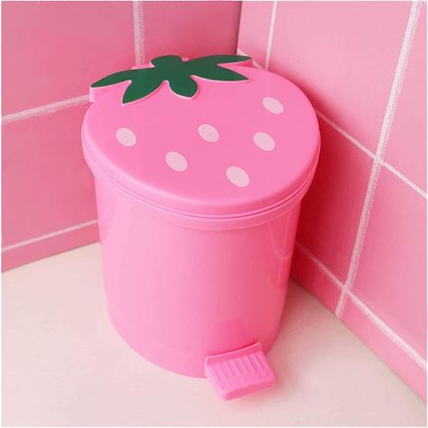 PRICES MAY VARY. 【Small and Convenient】Please note that this bedroom trash can is not a large household trash can, but a small and cute desktop trash can.The strawberry pink trash can for bedroom is approx 6.58*6.58*5.78 inches.Strawberry bathroom trash can has a small appearance and large capacity,and does not take up space 【Unique Design】Unique foot-operated design,flexible and free,the top cover will pop up automatically with one touch and open with one button. Easy to use,the cute trash can Ikea Cute Stuff, Strawberry Trash Can, Preppy Trash Can, Pink Household Items, Creative Trash Can, Cute Things To Buy On Amazon For Your Room, Strawberry Room Decor Aesthetic, Strawberry Home Decor, Amazon Finds Under $10