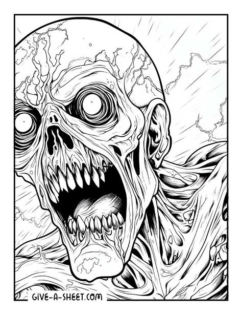 Creepy zombie halloween coloring page. Zombie Reference, Edgy Drawings, Creepy Coloring Pages, Zombie Coloring Pages, Scary Halloween Coloring Pages, Zombie Drawing, Haunted House Drawing, Scary Coloring Pages, Halloween Coloring Pictures