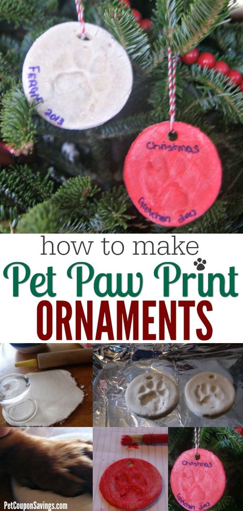 Learn how to make Pet Paw Print Ornaments in no time! They are an easy way to make memories with your dog or cat that you could keep for years to come. #dogs #diy #Christmas #Christmasdecor #cats #pawprints Paw Print Christmas Ornament, Pet Paw Print Ornament, Puppy Farm, Paw Ornament, Pet Ornaments, Paw Print Ornament, Dog Tree, Pet Paw Print, Homemade Ornaments