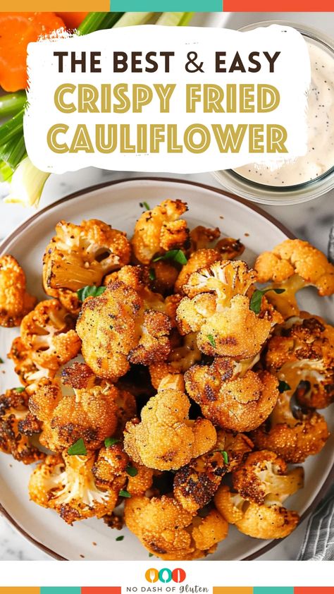 Crispy Fried Cauliflower that's perfectly golden, seasoned with Parmesan and spices! Whether it's a snack or side dish, this recipe is a winner. It's quick, easy, and you can even make it gluten-free. Serve with your favorite dip, and trust me—everyone will be asking for seconds! Cauliflower Recipes Pan Fried, Fried Cauliflower Rice Recipes, Cauliflower Side Recipes, Califlower Recipes Snacks, Gluten Free Cauliflower Recipes, Fried Cauliflower Recipes, Healthy Cauliflower Recipes, Pan Fried Cauliflower, Air Fried Cauliflower