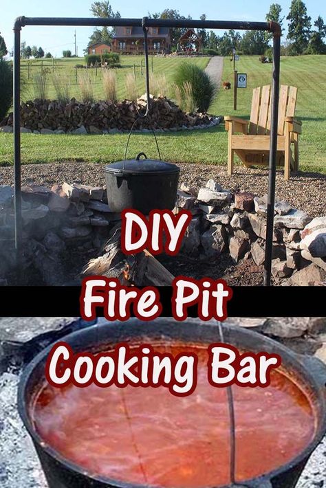 The DIY Open Fire Cooking Bar – A Simple Solution For Fire Pit Cooking! #firepit #campfire #campfirecooking #kettlecooking #castiron #tripodcooking #cookingbar #oldworldgardenfarms Fire Pit For Cooking, Pit Cooking, Fire Pit Gallery, Cooking Over Fire, Fire Pit Cooking, Open Fire Cooking, Fire Pit Furniture, Fire Grill, Dutch Oven Cooking