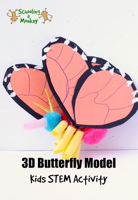 Love Monarch butterflies? You won't want to miss this fun STEM-focused lesson on Monarch butterflies and creating a 3D butterfly model of a Monarch butterfly. Learn how to make a 3D butterfly model and have fun with this educational monarch butterfly craft for kids. #stemed #stemactivities #scienceexperiments #ngss Insects Craft, Monarch Butterfly Craft, Stem Printables, Kindergarten Science Projects, Spring Science Experiments, Spring Stem Activities, Kindergarten Science Experiments, Stem Night, Butterfly Craft For Kids