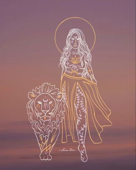 Goddess Images Sacred Feminine, Sacred Avatar, Goddess Art Drawing, Lucia Dami, Lion Woman, Zodiac Leo Art, Divine Feminine Art, Spiritual Tattoos, Spiritual Artwork