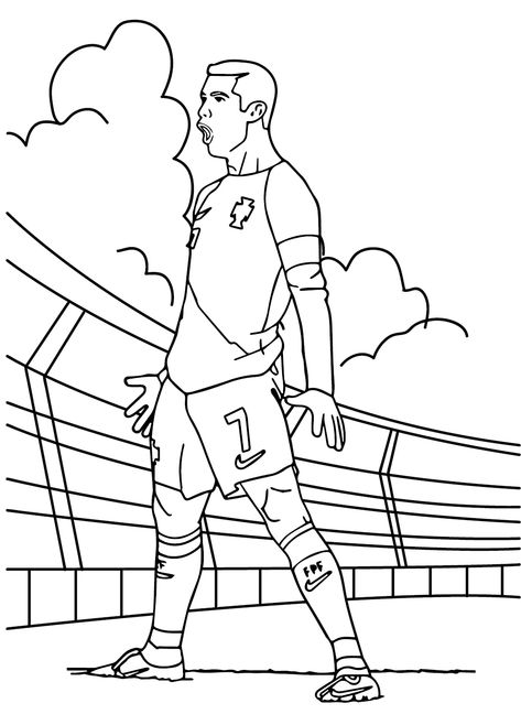 Ronaldo Coloring Page, Ronaldo Drawing Easy, Cristiano Ronaldo Drawing, Ronaldo Drawing, Neymar Cristiano Ronaldo, Messi Y Cristiano, Football Coloring Pages, Ronaldo Pictures, Ronaldo Cristiano