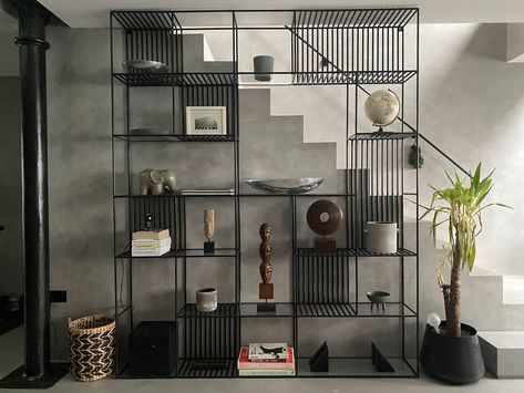 Bookshelves Partition Wall, Wall Metal Shelves, Media Shelving, Stainless Steel Table Legs, Steel Frame Furniture, Steel Bookshelf, Industrial Floating Shelves, Tv Unit Decor, Metal Base Dining Table