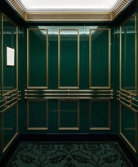 Elevator Lobby Design, Elevator Interior, Elevator Lobby, Elevator Design, Lift Design, Lobby Interior, Green Walls, Casa Exterior, Lobby Design