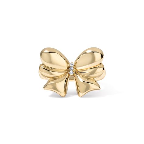 The Evie Bow Ring is a stylish and elegant piece of jewelry that exudes grace and sophistication. 14K Yellow Gold Diamond weight = 0.20 carats