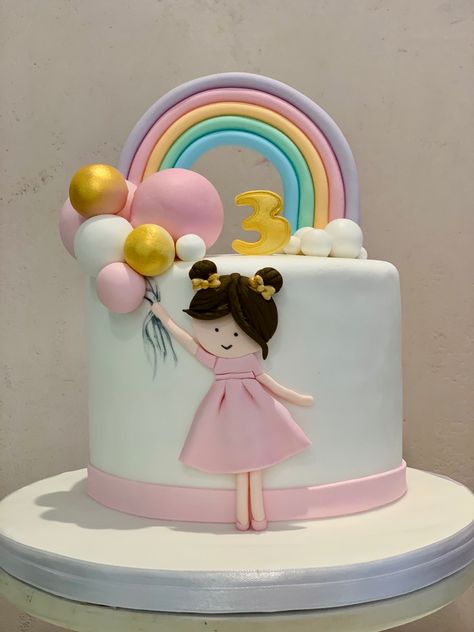 Birthday Cake 3 Yrs Old Girl, Birthday Cake For 3yrs Old Girl, 3rd Birthday Cakes For Girls, Simple Birthday Cake Designs, Toddler Birthday Cakes, Rainbow Birthday Cake, Ballerina Cakes, 4th Birthday Cakes, Princess Birthday Cake