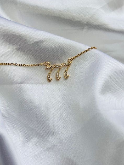 #angel #jewerly #gold Angel Number Necklace, Arabic Necklace, Number Necklace, Jewelry Words, Lucky You, Lucky Day, Angel Number, Angel Numbers, Working Hard