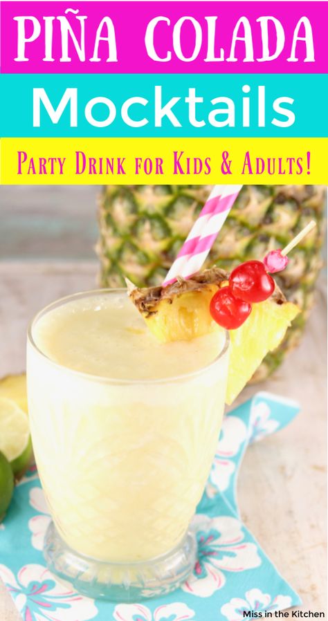 Piña Colada Mocktails are a refreshing drink that the entire family will love. A tasty frozen drink with pineapple and coconut flavors, perfect for parties or as special treat to celebrate any occasion. Spring Smoothies, Pina Colada Recipe Non Alcoholic, Computer Birthday, Luau Drinks, Easy Pina Colada Recipe, Pina Colada Mocktail, Hawaiian Drinks, Turtle Brownies, Virgin Cocktails