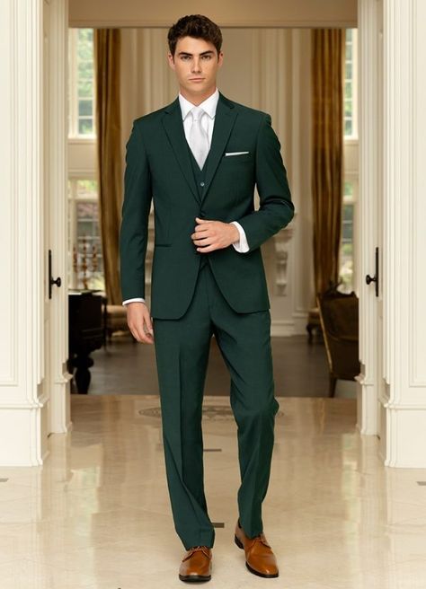 Hunter Green Suits For Men, Green Suit Men, Hunter Green Color, 2025 Wedding, Green Suit, Suit Coat, Tuxedo Suit, Three Piece Suit, Matching Accessories