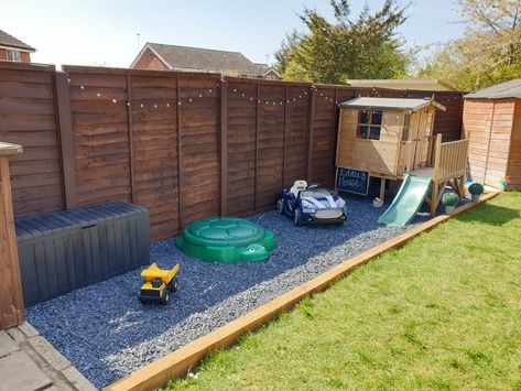 Backyard Inspo For Kids, Rock Box For Kids Outdoor, Small Backyard Play Area For Kids, Toddler Outside Play Area, Daycare Outdoor, Garden Play Area, Kid Playground, Backyard Play Spaces, Kid Friendly Backyard