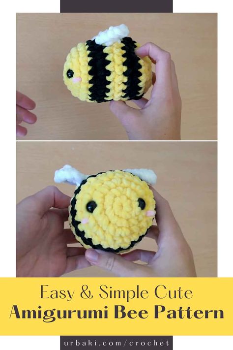 If you've ever wanted to embark on a delightful crochet project that's both easy and adorable, look no further than the Easy & Simple Cute Amigurumi Bee Pattern. Amigurumi, the Japanese art of crafting small stuffed animals and objects, has taken the crafting world by storm with its charm and versatility. This particular pattern invites you to create a charming bee, a symbol of nature's pollinators, using straightforward techniques suitable for both beginners and experienced... Simple Free Amigurumi Pattern, Simple Knitting Ideas For Beginners, Fuzzy Amigurumi Patterns, Chunky Crochet Stuffed Animal Free Pattern, Bee Pattern Crochet Free, Small Bumble Bee Crochet Pattern, No Sew Bee Crochet, Crochet Animals Simple, Easy Bee Crochet Pattern