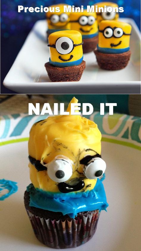 Found these adorable minions at tablespoon.com.  My trial run didn't quite meet the expectation.  Nailed it....Pinterest Fail Nailed It, Minion, Fails, Minions