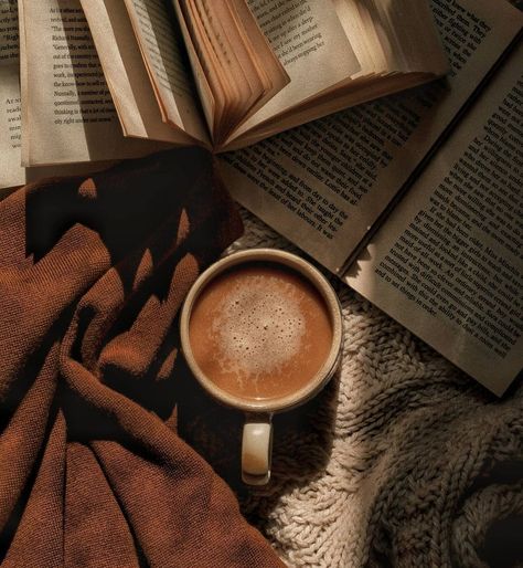 Coffee And Writing Aesthetic, Tea Cozy Aesthetic, Holding Mug Aesthetic, Brown Work Aesthetic, Cozy Images Aesthetic, Reading Fall Aesthetic, Book Autumn Aesthetic, Autumn Reading Aesthetic, Book Fall Aesthetic