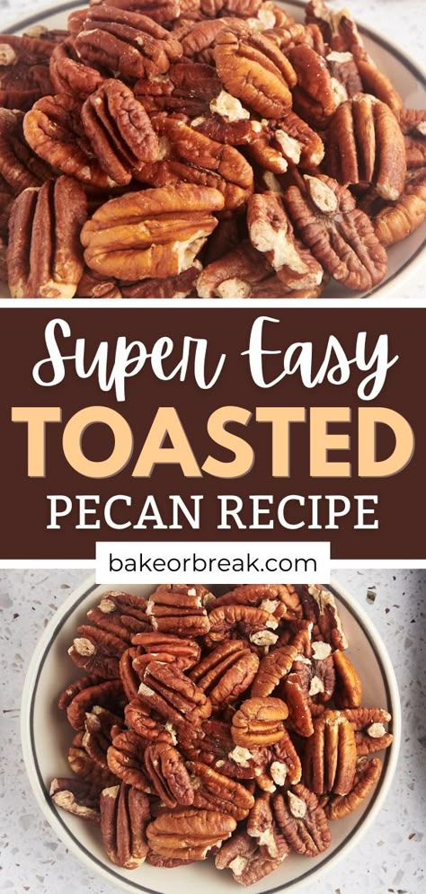 This is a Super Easy Toasted Pecan Recipe! Choose fresh and intact pecans with airtight packaging, and consider their origin for the best flavor. Check for nutty aroma and no signs of rancidity. How To Toast Pecans, Toast Pecans, Toasted Pecans Recipe, Pecan Recipe, Roasted Pecans, Pecan Recipes, Toasted Pecans, Bread Pudding, Pecans