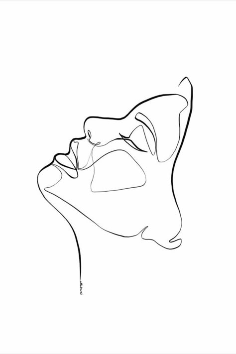 Drawing Profile, Konst Designs, Face Outline, Face Line Drawing, 얼굴 드로잉, Simple Line Drawings, Face Lines, Line Art Design, Illustration Art Drawing