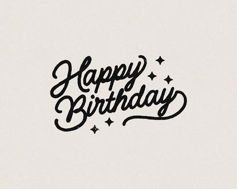 Happy Birthday Cute Minimal Retro Vintage Script Text - Etsy Birthday Doodles Cute, Drawings On Birthday Cards, Happy 21st Birthday Drawing, Happy Birthday Fancy Lettering, Birthday Lettering Ideas, Fancy Happy Birthday Writing, Birthday Card Text Ideas, Happy Birthday Drawings Aesthetic, Cute Birthday Letters