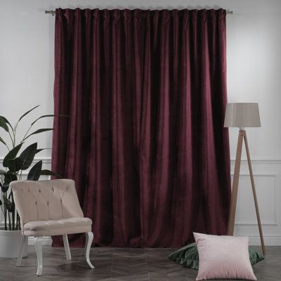 Luxury Matte Velvet Solid 70 different Colours set of 2 | Everly Quinn Blue Solid Luxury Matte Velvet, Decorative Curtain, Room Darkering, Set Of 2 108.0 in, Polyester | Home Decor | C008665689_747851639_747851708 | Wayfair Canada Plum Curtains, Burgundy Bedroom, Curtain Room, Red Panels, Curtain Sizes, Velvet Curtains, Home Curtains, Barbie Dream House, Colorful Curtains